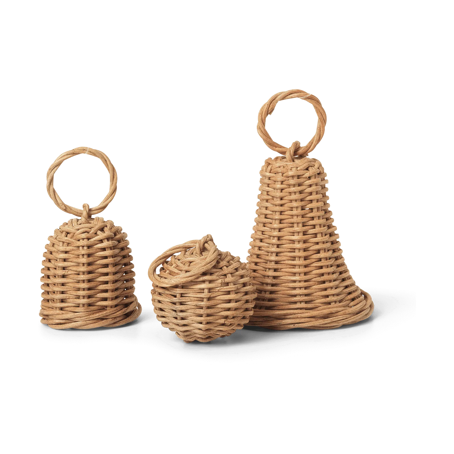 Braided Bell Baubles kersthanger 3-pack, Natural Ferm Living