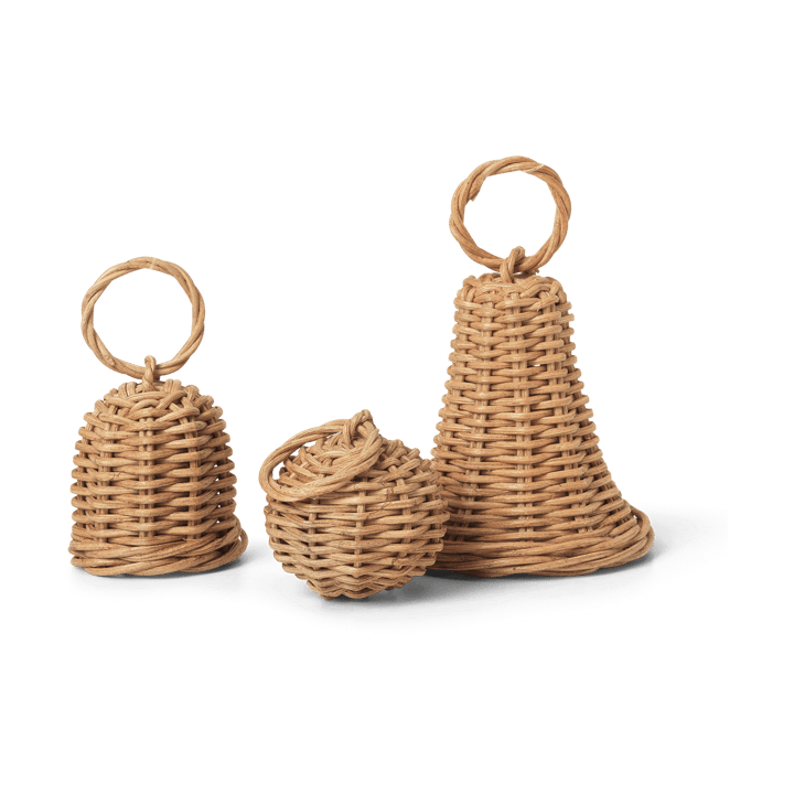 Braided Bell Baubles kersthanger 3-pack - Natural - Ferm Living