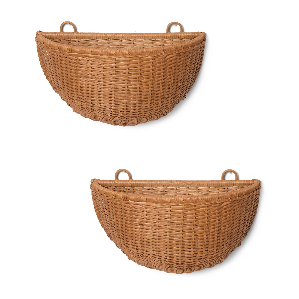 Ferm Living Braided wandmanden 2-pack Natural | Scandinavisch Interieur | Opbergmanden | Bruin