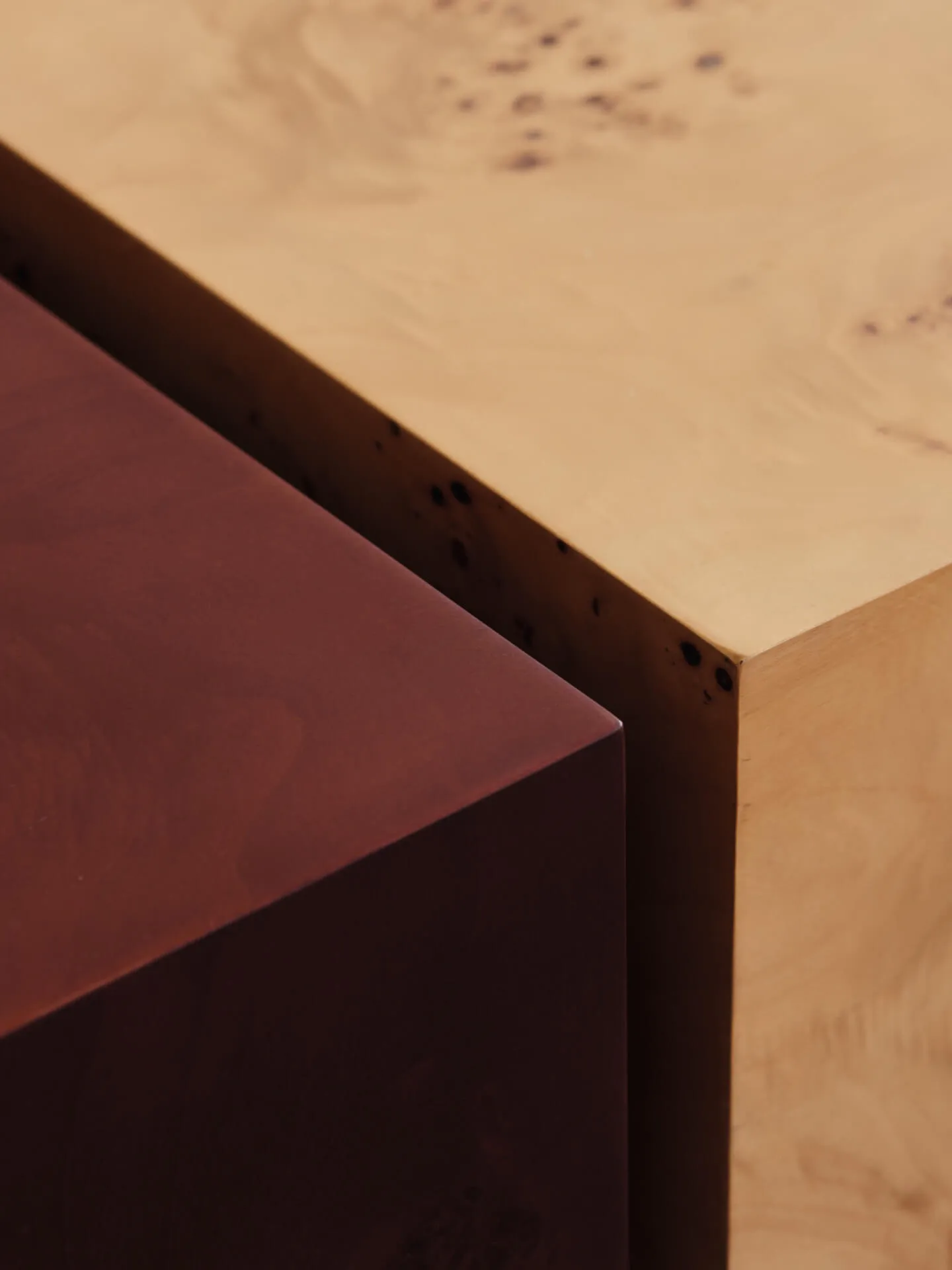 Burl storage salontafel 70x70 cm, Dark stained burl Ferm Living