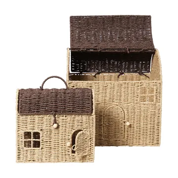 Casu huisvormige opbergmanden, 2 delen - Natural-dark brown - Ferm Living