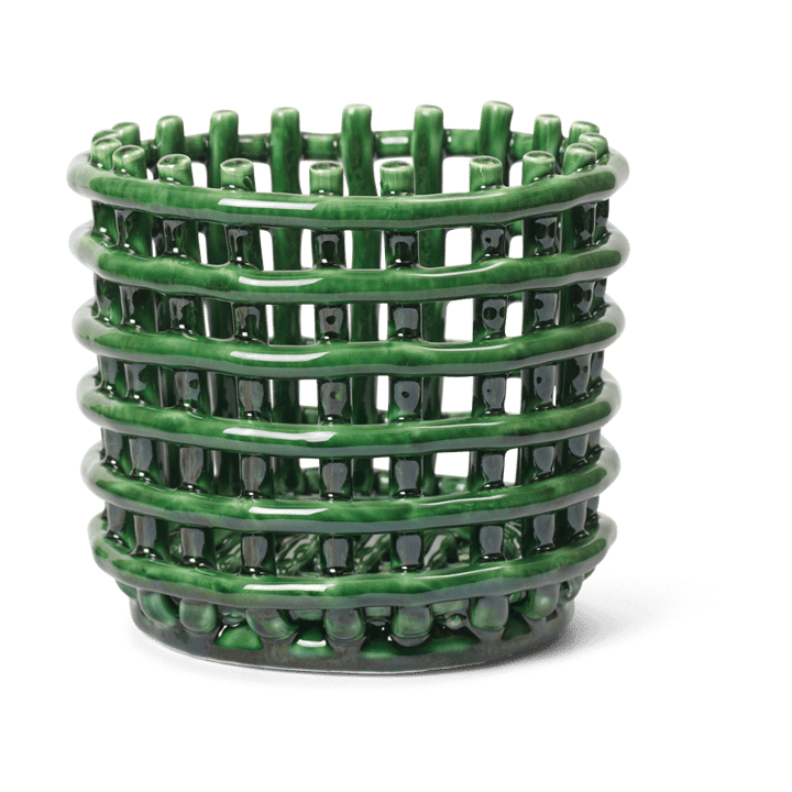 Ceramic gevlochten mand Ø16 cm - Emerald Green - Ferm Living
