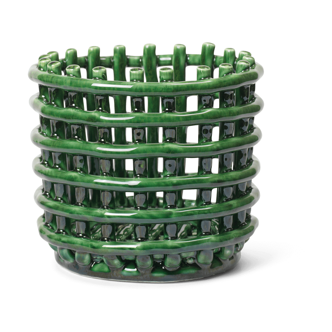 Ferm Living Ceramic gevlochten mand o16 cm Emerald Green