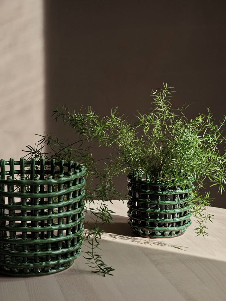 Ceramic gevlochten mand Ø16 cm, Emerald Green Ferm Living
