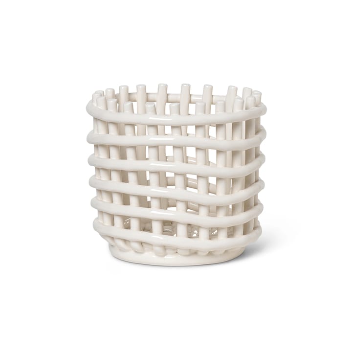 Ceramic gevlochten mand Ø16 cm - Off white - ferm LIVING