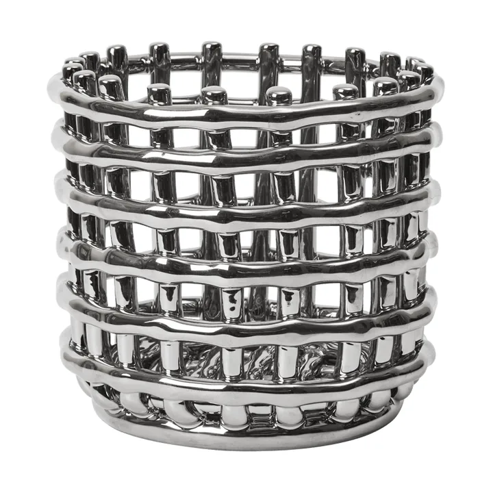 Ceramic gevlochten mand Ø16 cm - Silver - Ferm Living