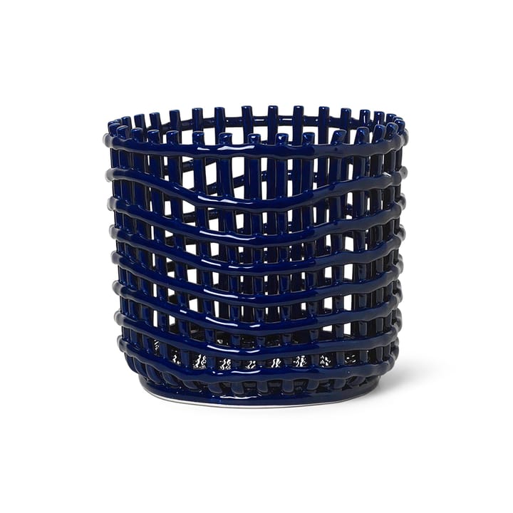 Ceramic gevlochten mand Ø23,5 cm - Blauw - Ferm LIVING