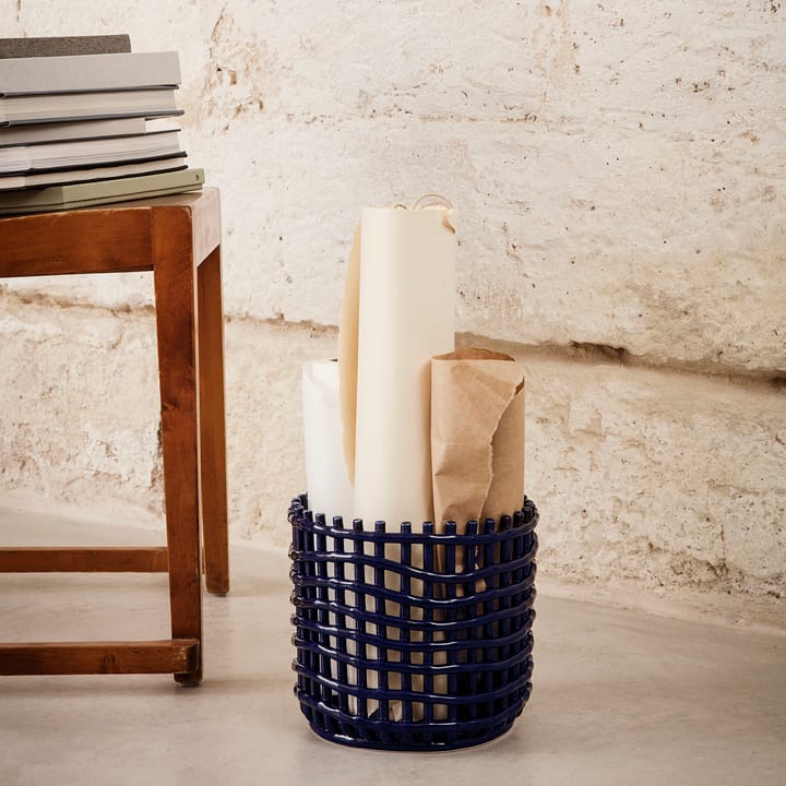 Ceramic gevlochten mand Ø23,5 cm, Blauw Ferm Living