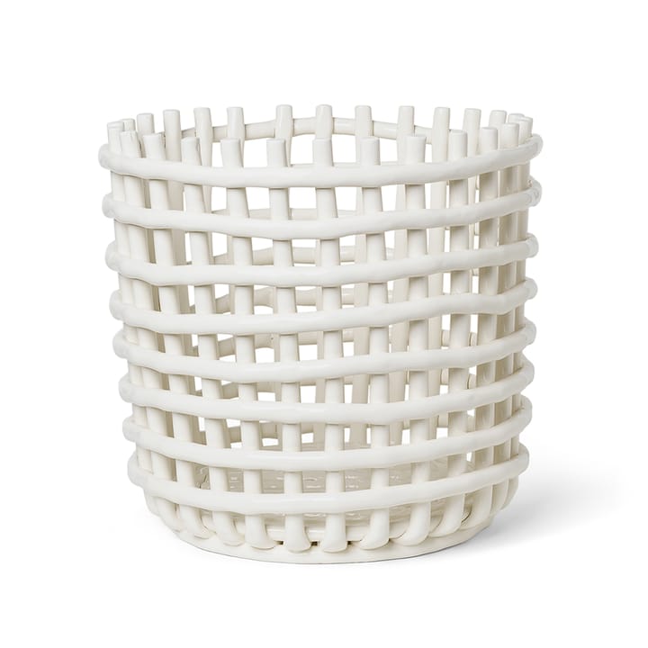 Ceramic gevlochten mand Ø35 cm - Off white - ferm LIVING