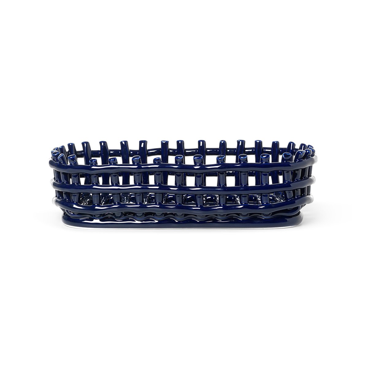 Ferm Living Ceramic gevlochten mand ovaal 15x30 cm Blauw