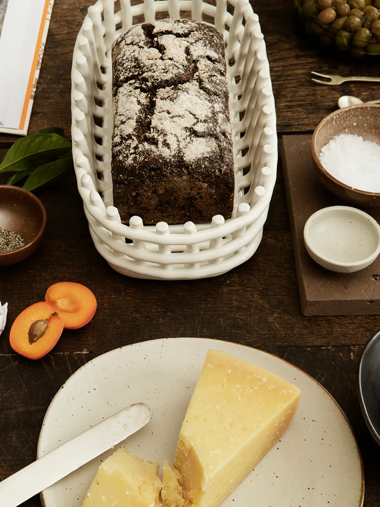 Ceramic gevlochten mand ovaal 15x30 cm, Off white Ferm Living