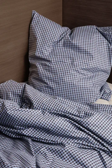 Check beddengoedset 140x200 cm - Faded blue-choco - Ferm Living