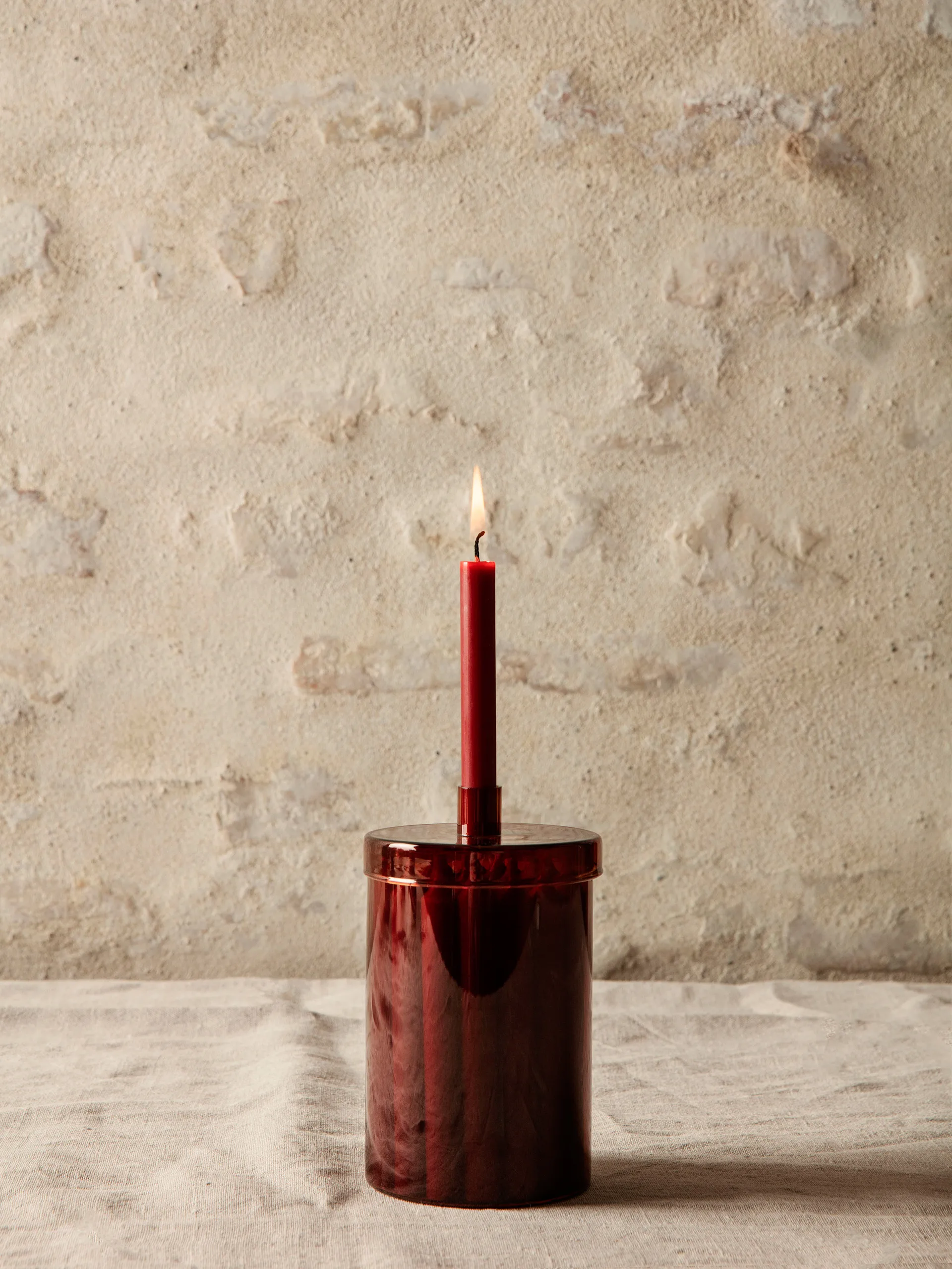 Countdown to Christmas glazen pot met 24 kaarsen, Donkerrood Ferm Living