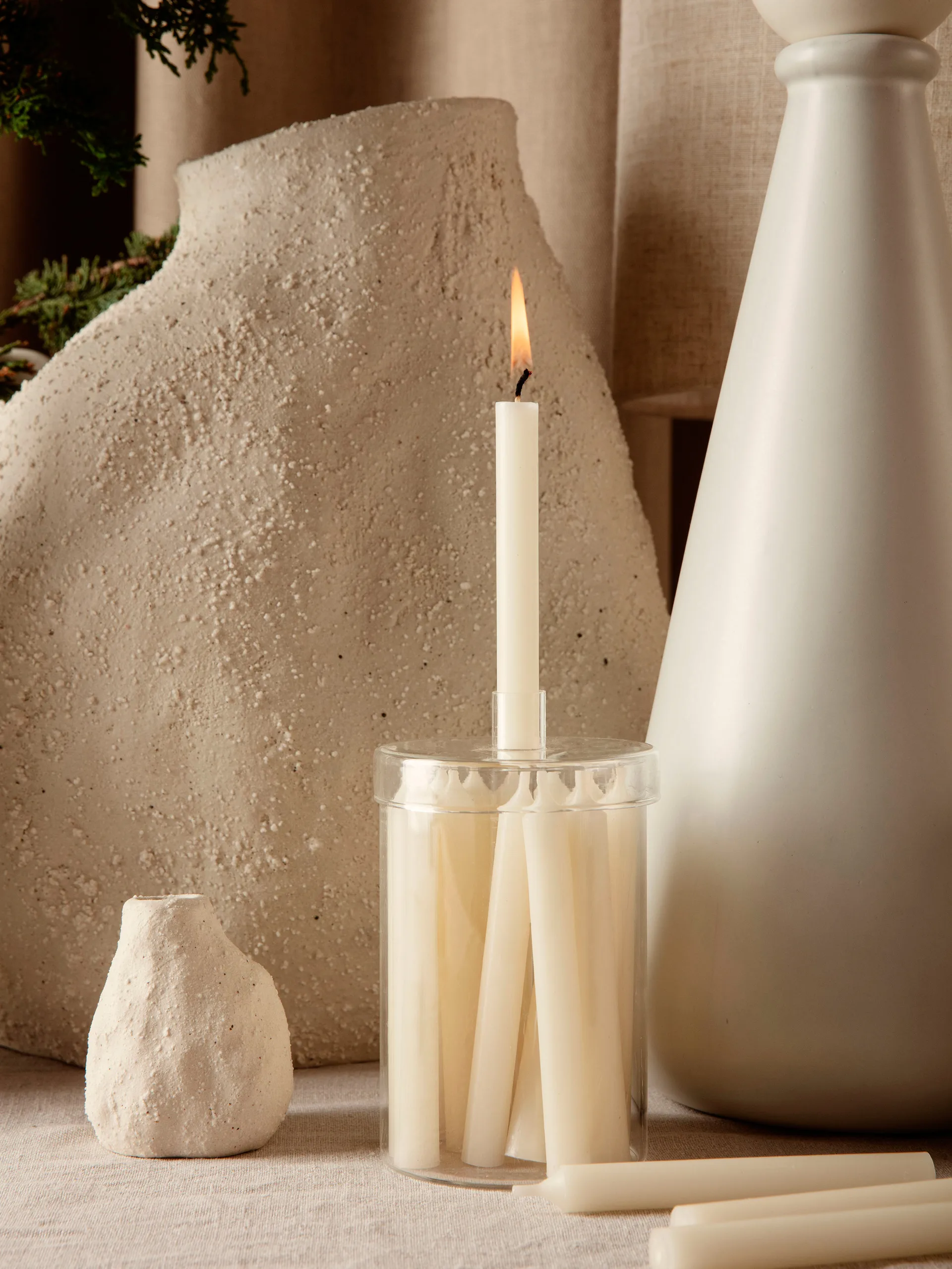 Countdown to Christmas glazen pot met 24 kaarsen, Off white Ferm Living