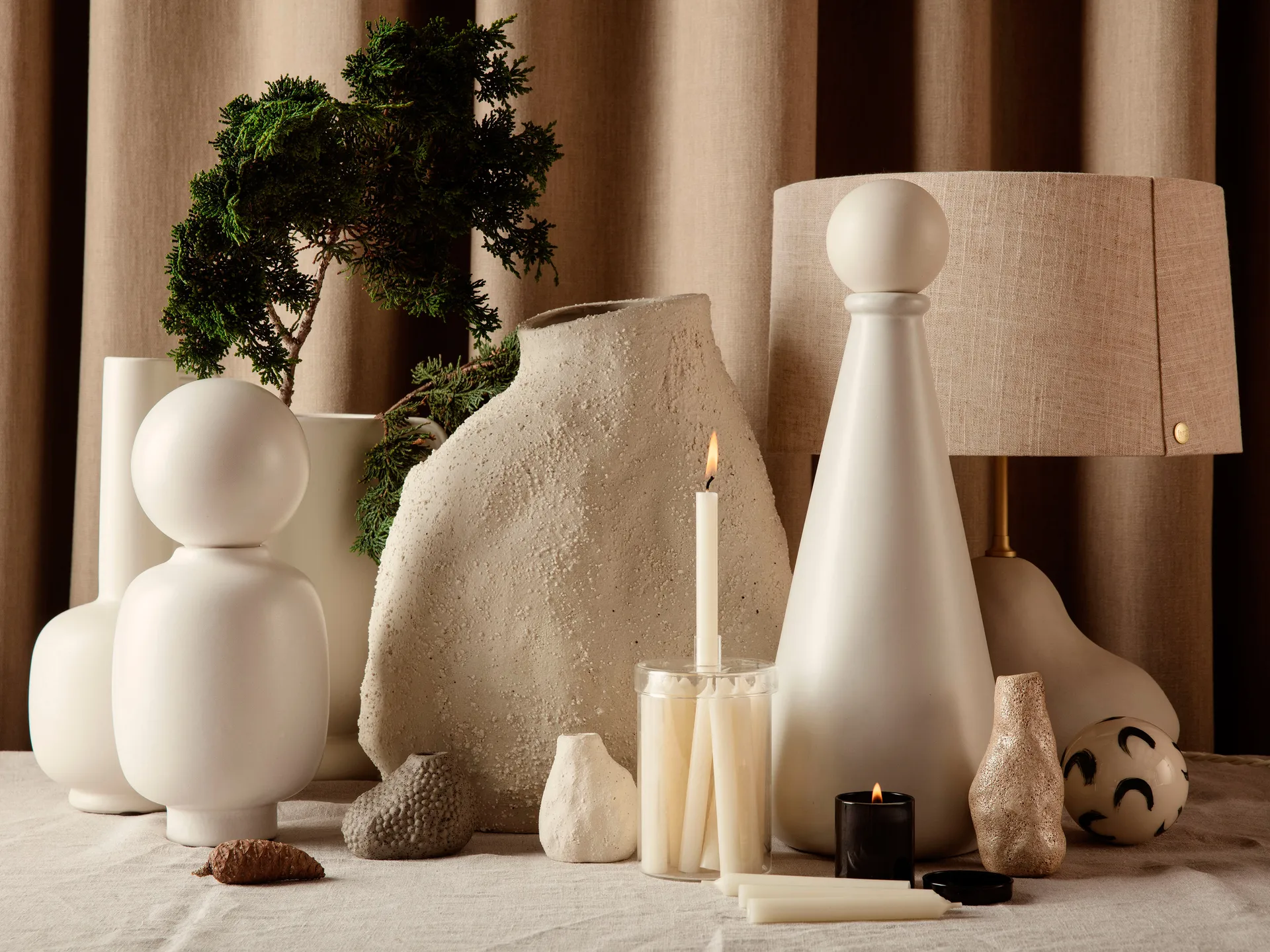 Countdown to Christmas glazen pot met 24 kaarsen, Off white Ferm Living