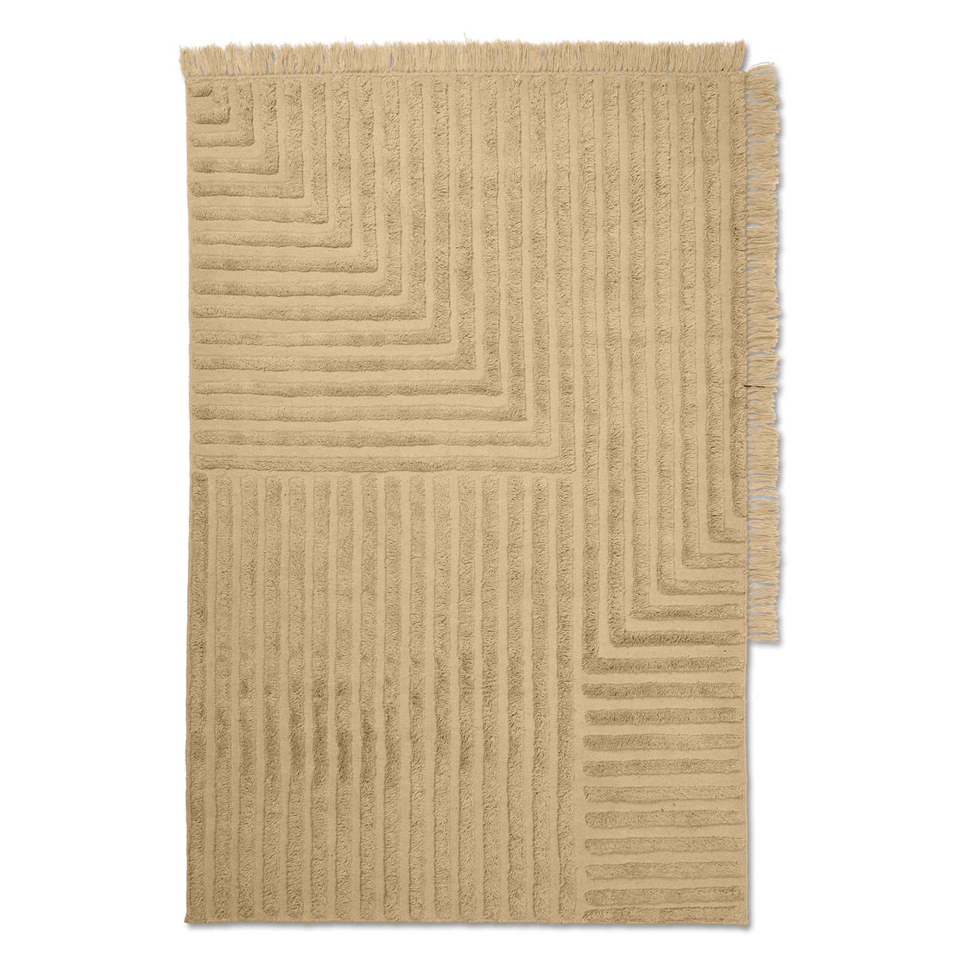 Crease wollen vloerkleed 140x200 cm, Light Sand Ferm Living