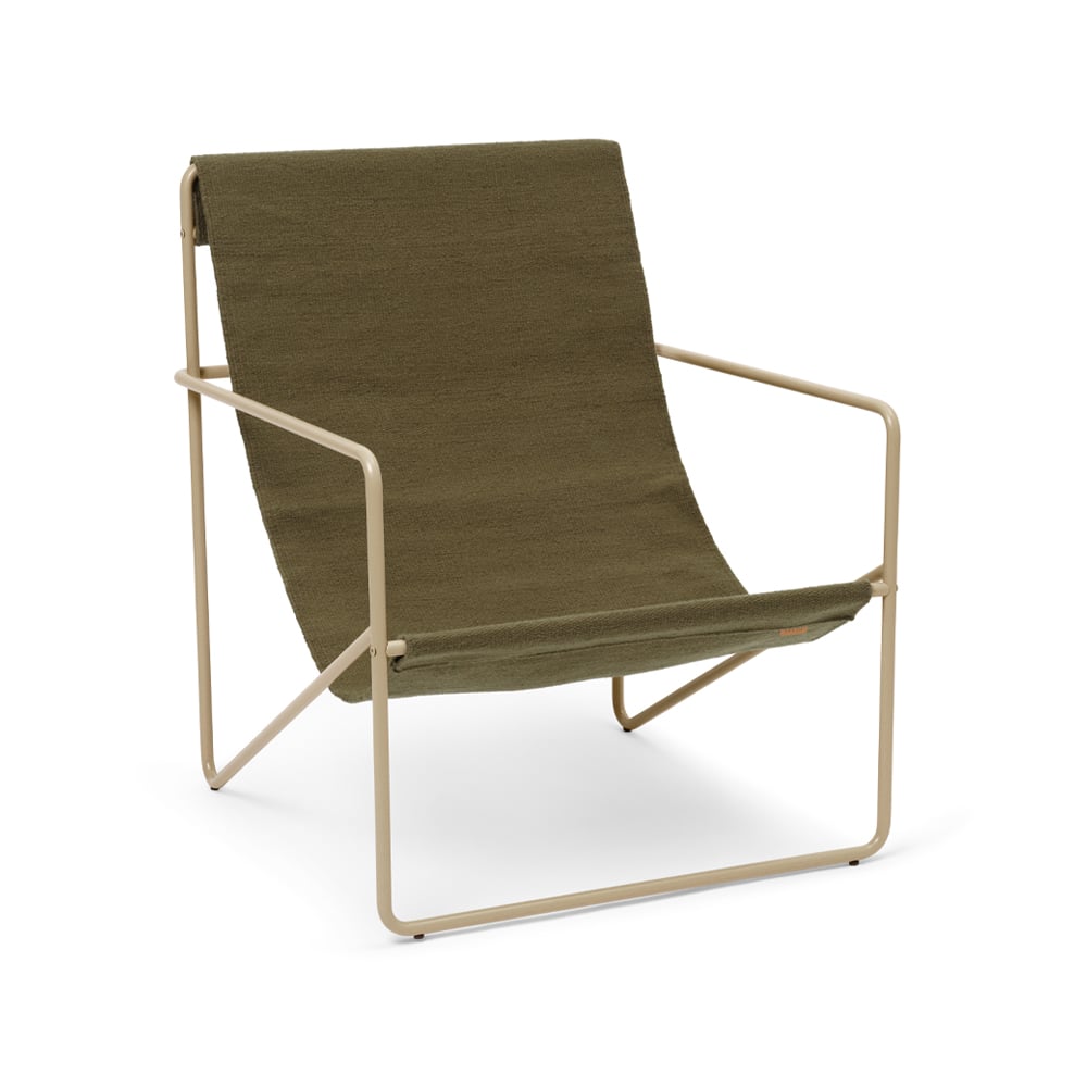 ferm LIVING Desert loungefauteuil olive, cashemere frame