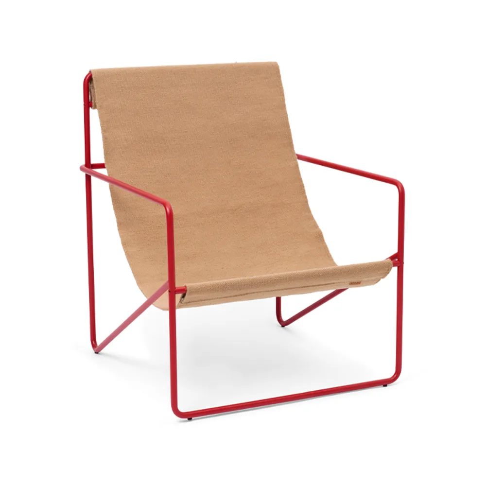 Desert loungefauteuil, sand, poppy red frame Ferm Living