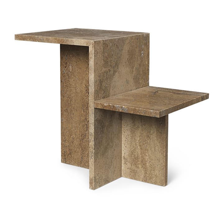 Distinct bijzettafel 59,5x35x50 cm - Dark Brown Travertine - Ferm Living
