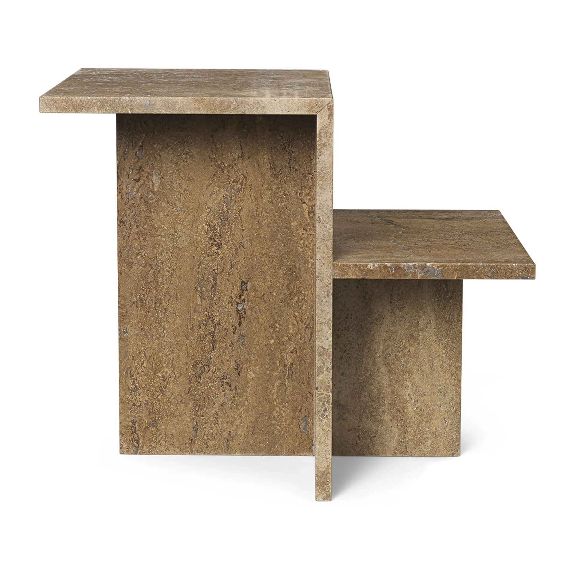 Distinct bijzettafel 59,5x35x50 cm, Dark Brown Travertine Ferm Living