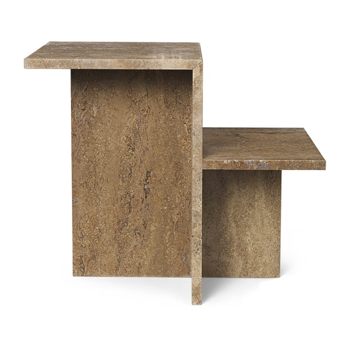 Distinct bijzettafel 59,5x35x50 cm, Dark Brown Travertine Ferm Living