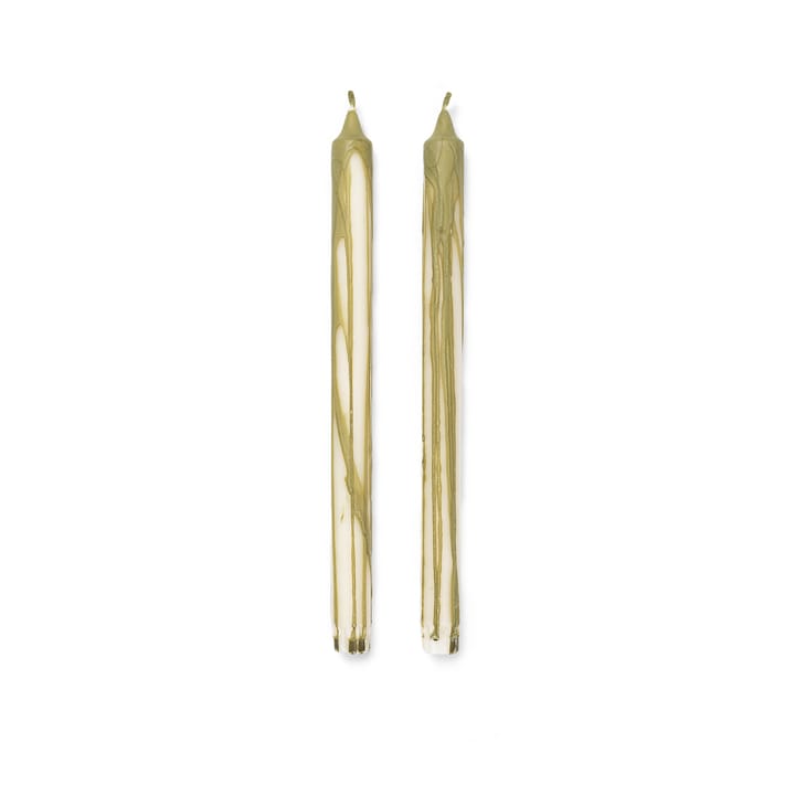 Dryp stearinekaars 2-pack - Olive - Ferm Living