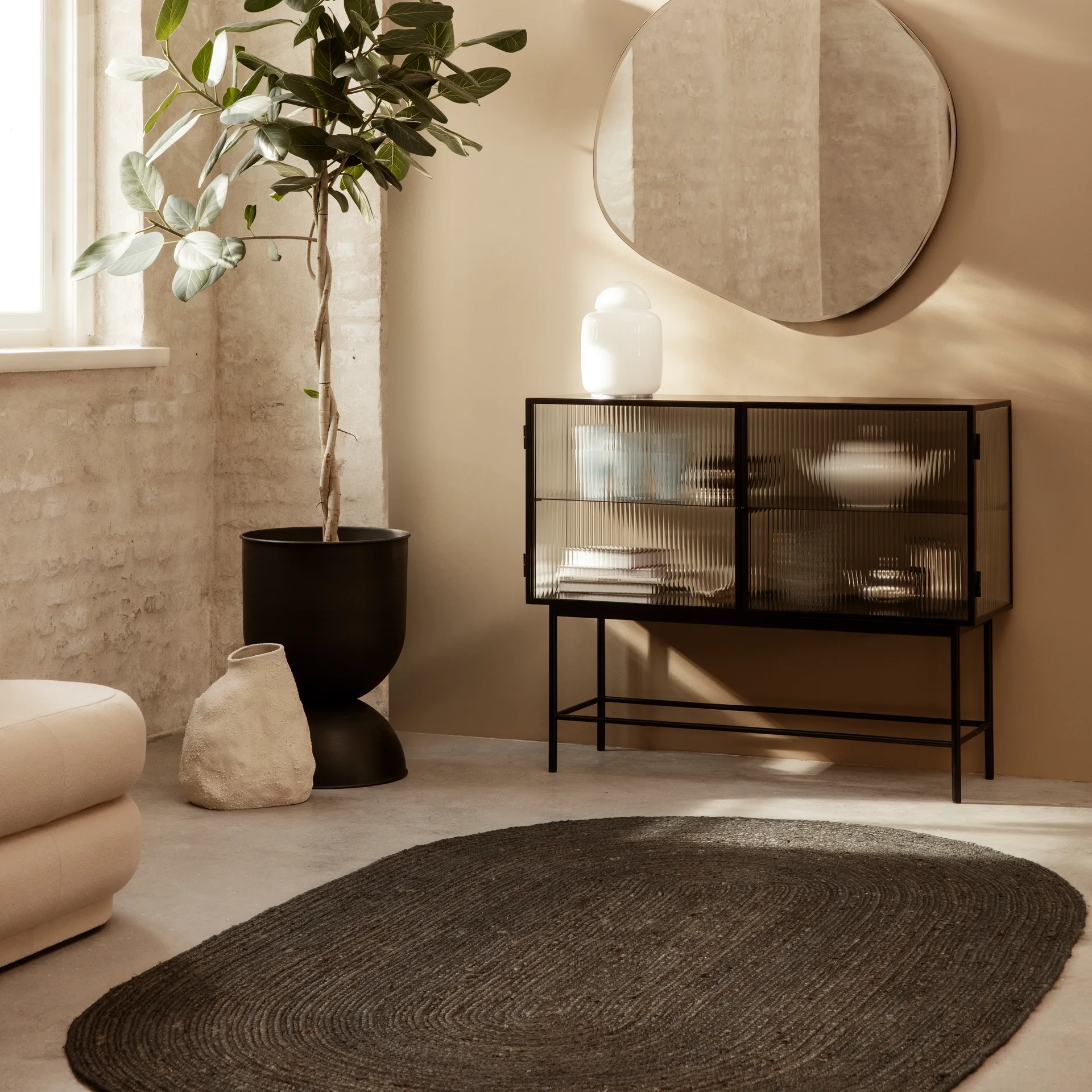 Eternal juten mat ovaal large, Black Ferm Living
