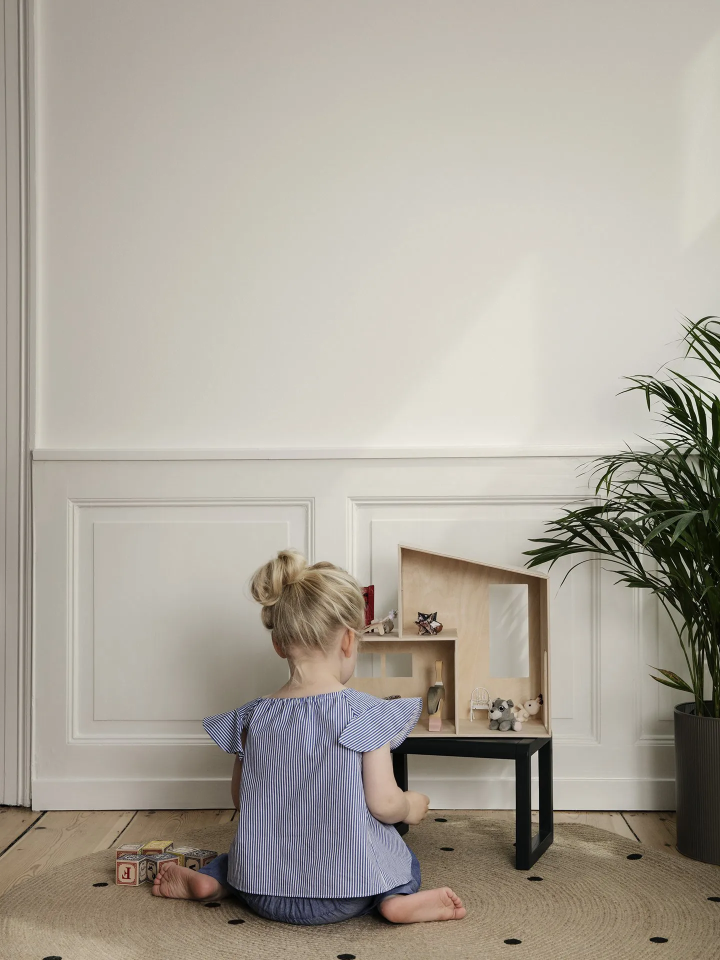 Ferm Living vloerkleed rond Ø130 cm, Black dots Ferm Living