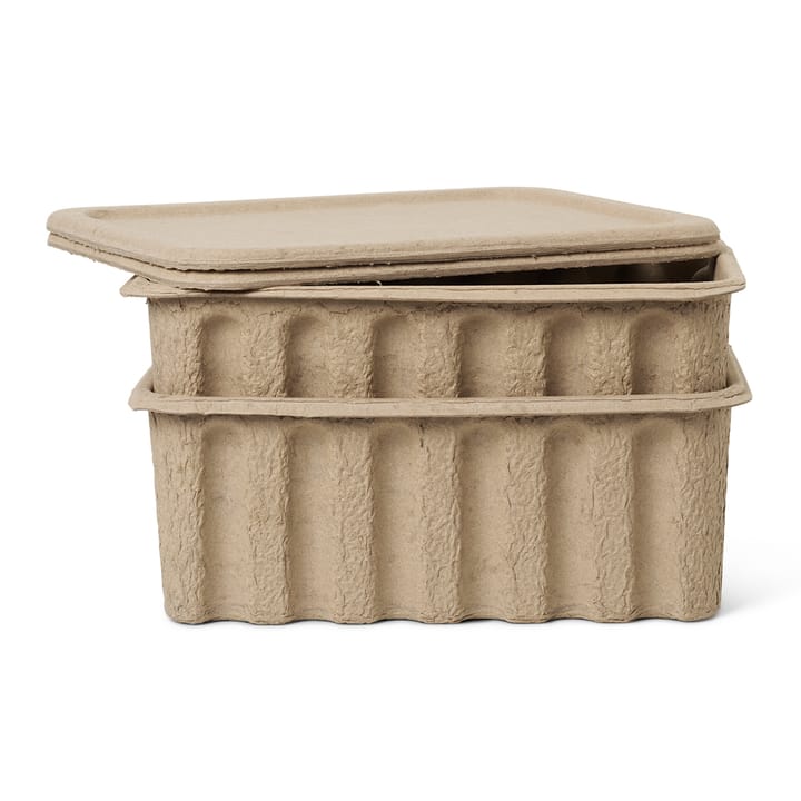 Ferm opbergdoos papier met deksel 2-pack - Bruin - Ferm Living