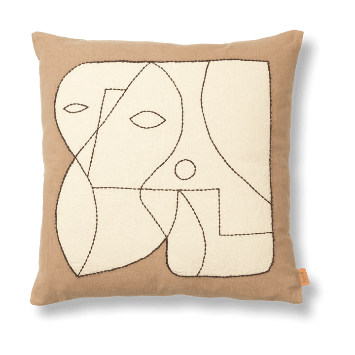 Figure kussenhoes 50x50 cm - Donker Taupe-Off-wit - Ferm Living