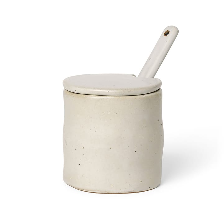 Flow jampot met lepel - Off-white speckle - Ferm Living