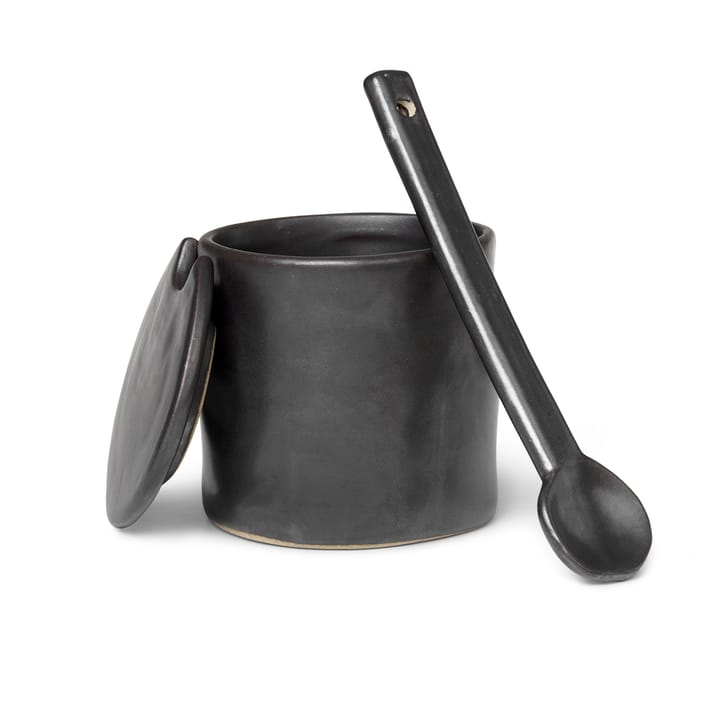Flow jampot met lepel - Zwart - Ferm Living
