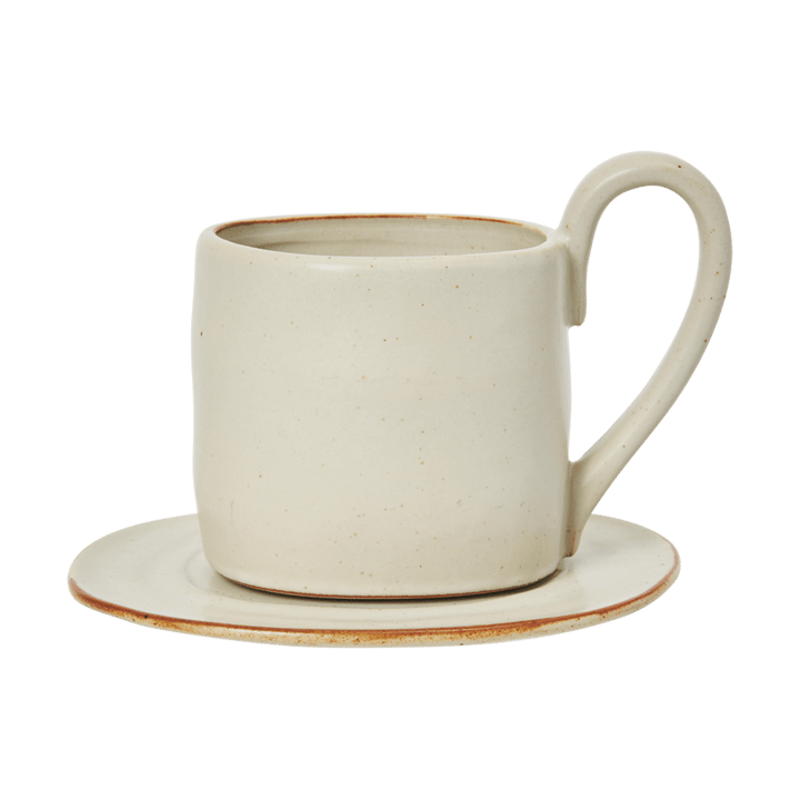 Flow mok met schotel 25 cl - Off-white speckle - Ferm Living