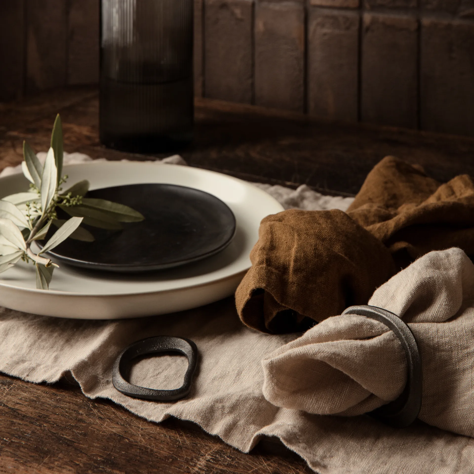 Flow servetring 4-pack, Zwart messing Ferm Living