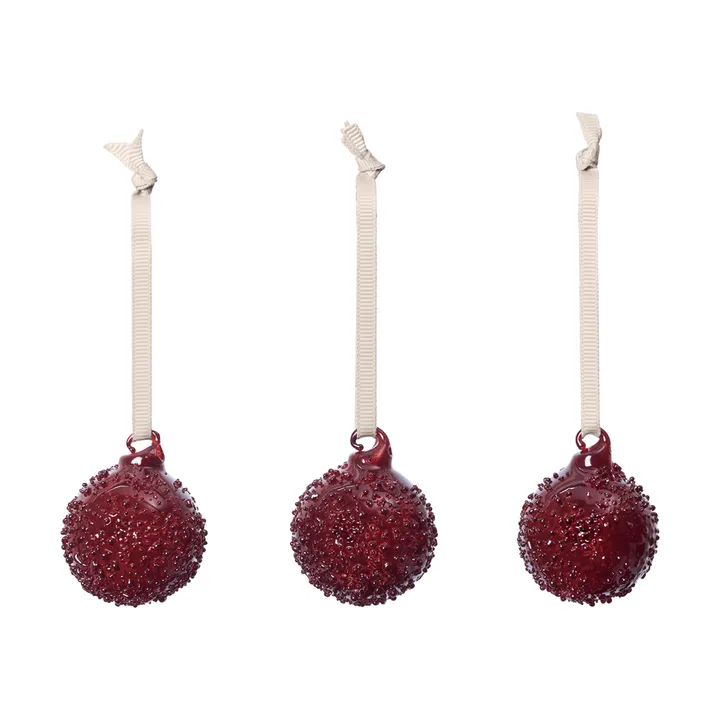 Flurry kerstballen 3-pack - S, Picante Red - Ferm Living