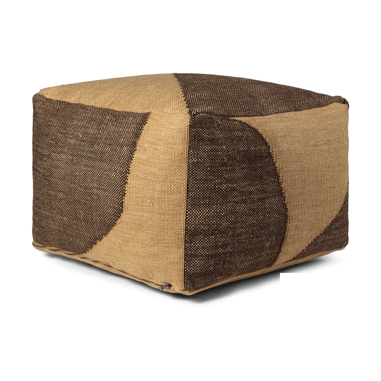 Ferm Living Forene square pouf zitpoef 60x60x40 cm Tan-Chocolate