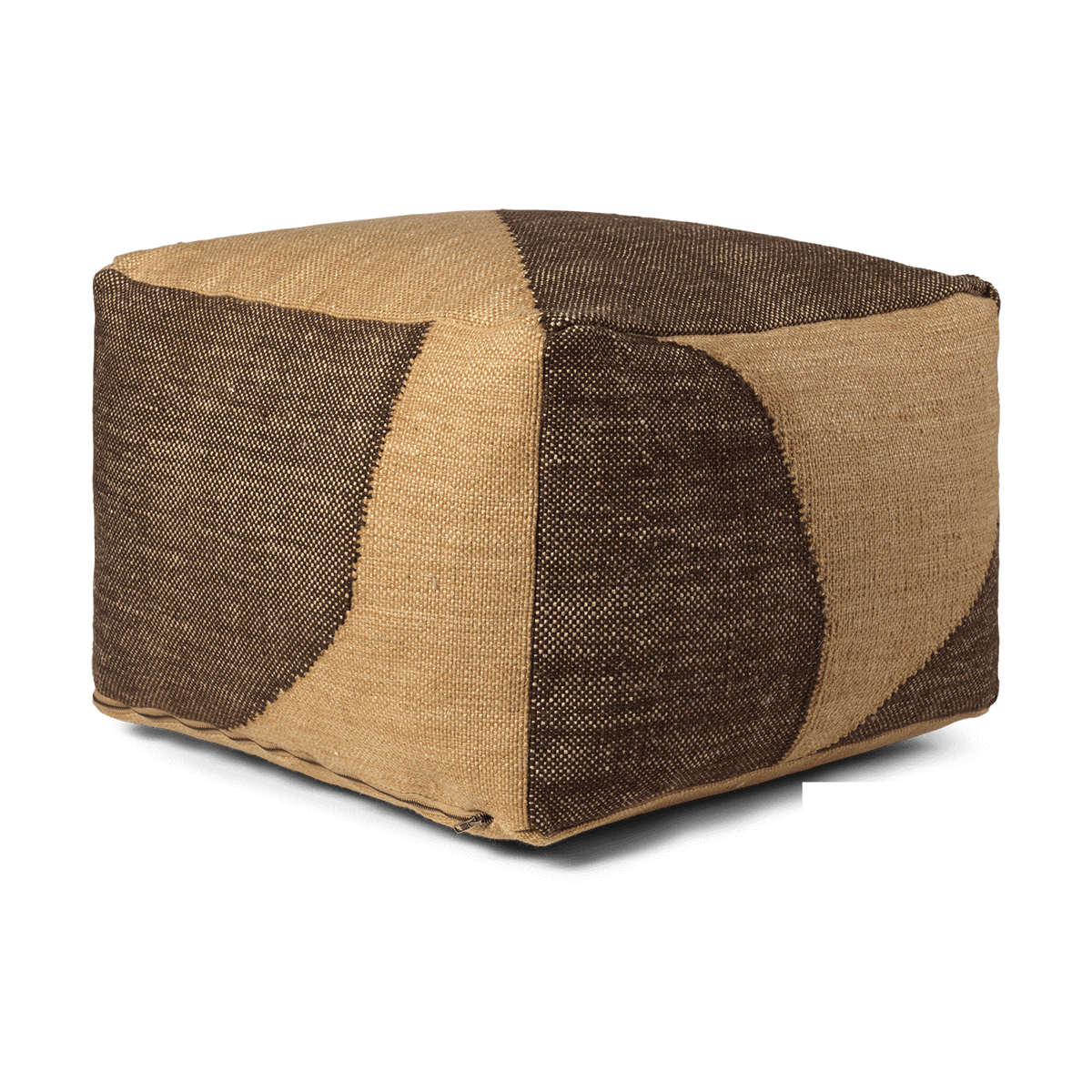 ferm LIVING Forene square pouf zitpoef 60x60x40 cm Tan-Chocolate