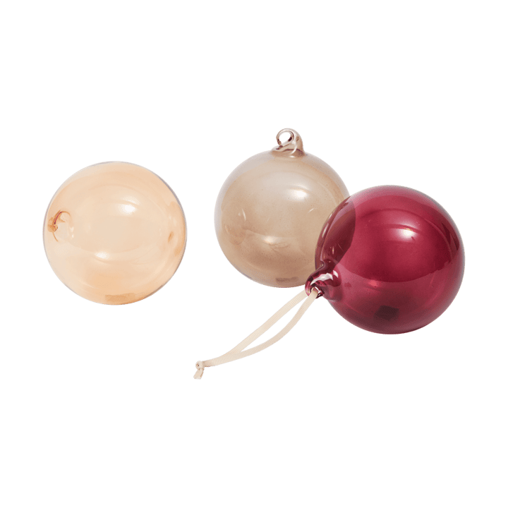Glass bauble kerstballen L Ø10 cm 3-delig - Roseate Translucent - Ferm Living