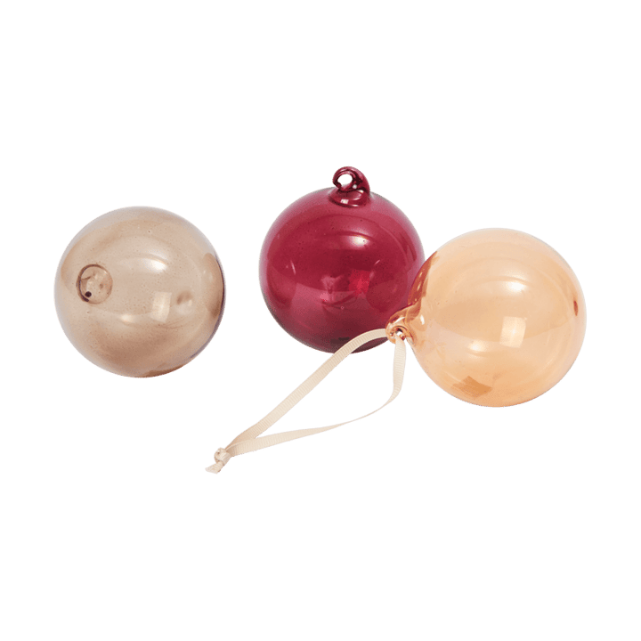 Glass bauble kerstballen M Ø8 cm 3-delig - Roseate Translucent - Ferm Living