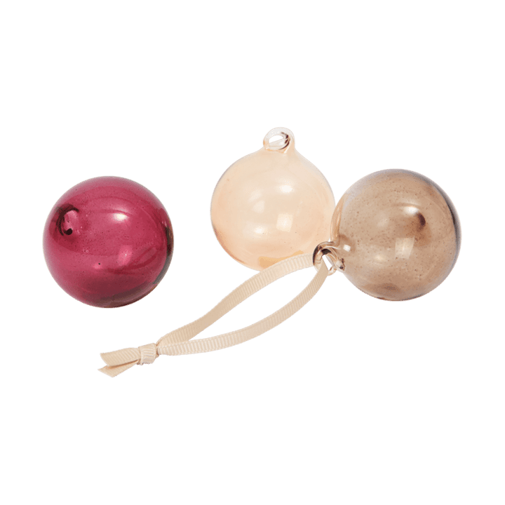 Glass bauble kerstballen S Ø4 cm 3-delig - Roseate Translucent - Ferm Living