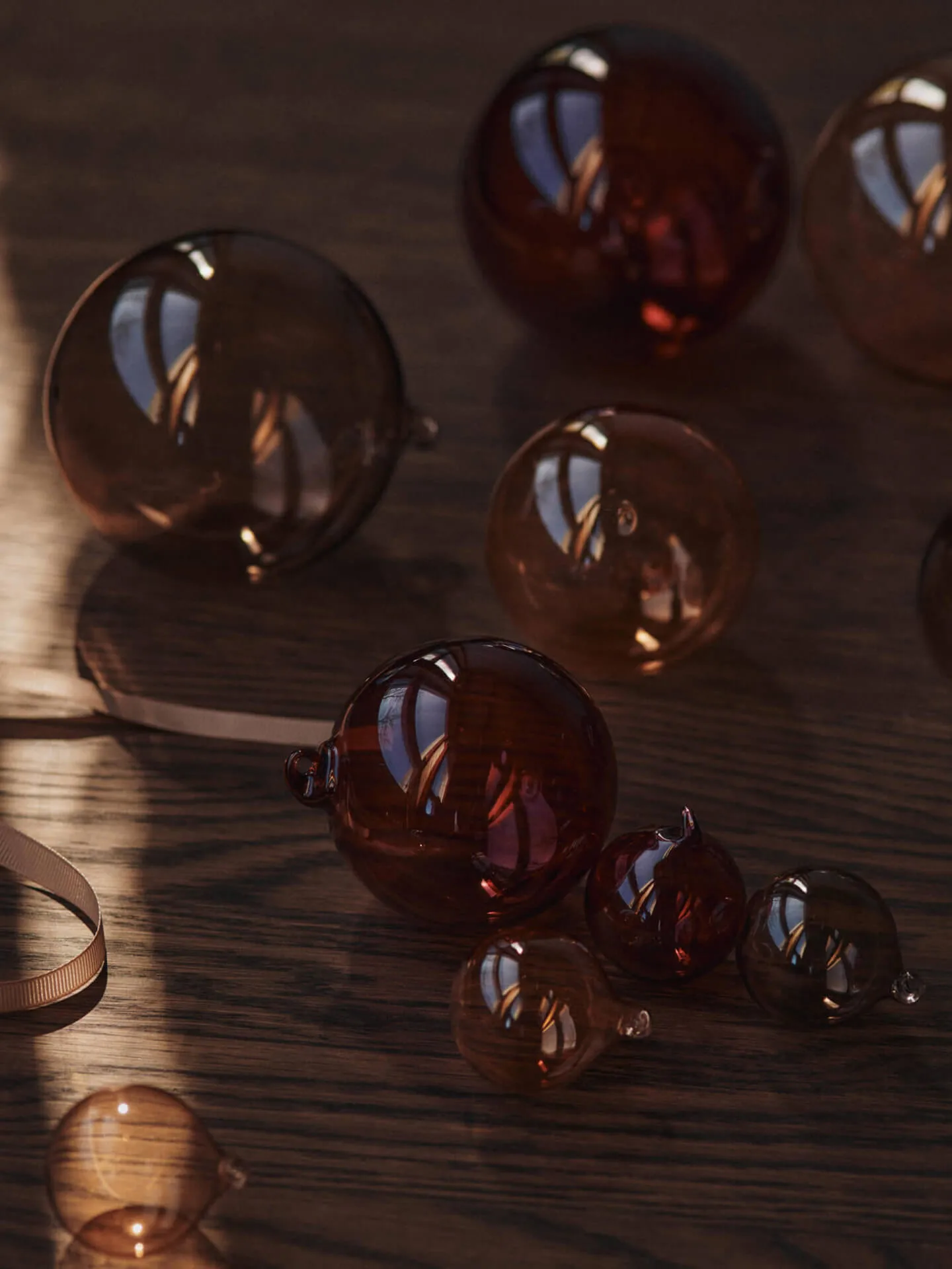 Glass bauble kerstballen S Ø4 cm 3-delig, Roseate Translucent Ferm Living