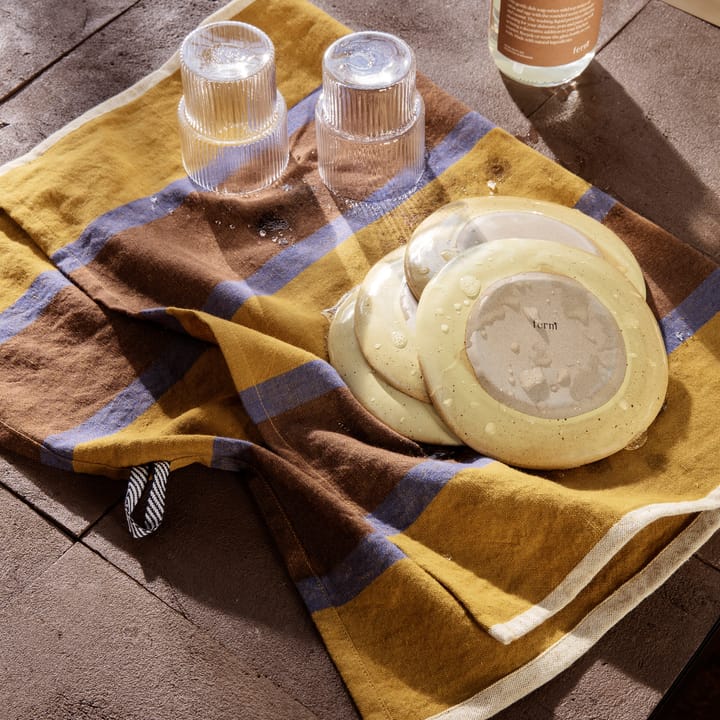 Hale keukenhanddoek 50x70 cm, Lime-bright blue-chocolate Ferm Living