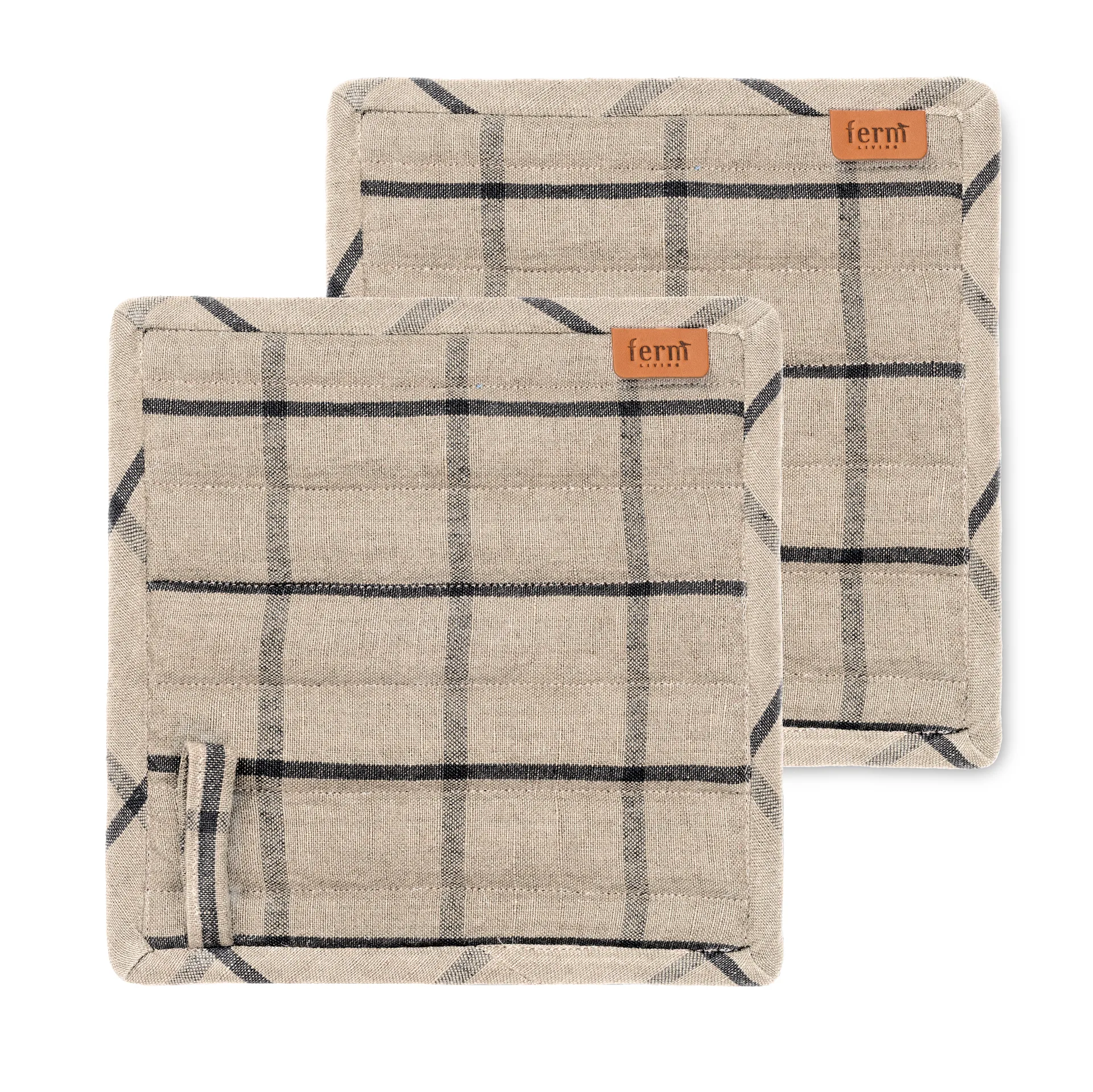 Hale pannenlap 2-pack, Zand-zwart Ferm Living