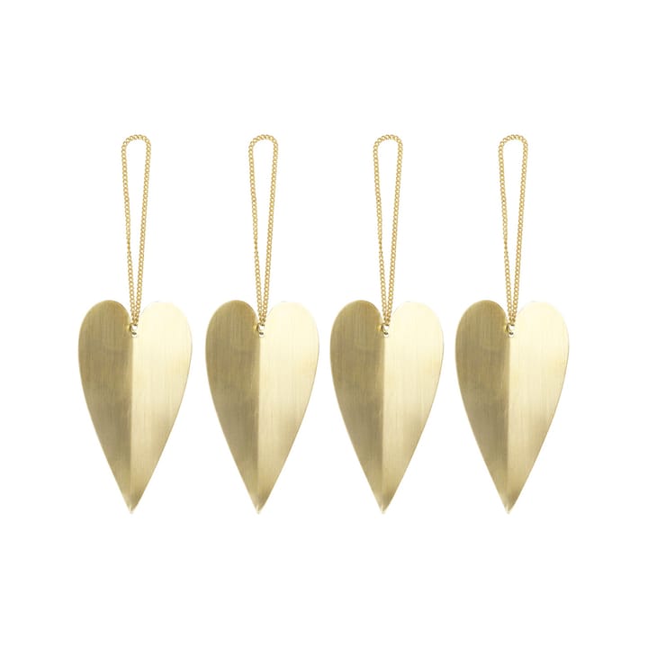 Heart brass kerstversiering - 4-pack - Ferm LIVING