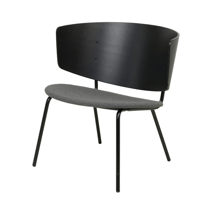 Herman loungestoel met gestoffeerde zitting - zwart met donkergrijze stoffen zitting - Ferm Living
