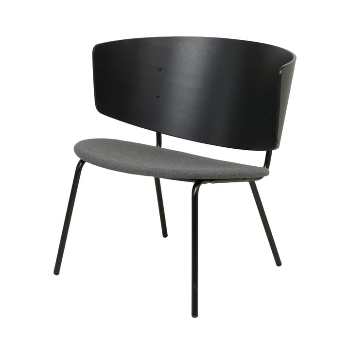 Herman loungestoel met gestoffeerde zitting - zwart met donkergrijze stoffen zitting - Ferm LIVING