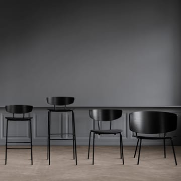 Herman loungestoel met gestoffeerde zitting - zwart met leren zitting - ferm LIVING