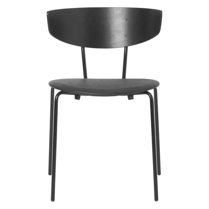 Herman stoel met leren zitting - zwart - Ferm LIVING