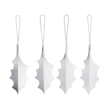 Holly leaf decoratiehanger 13,5 cm 4-pack - Zilverkleurig - Ferm Living