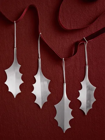 Holly leaf decoratiehanger 13,5 cm 4-pack - Zilverkleurig - Ferm Living